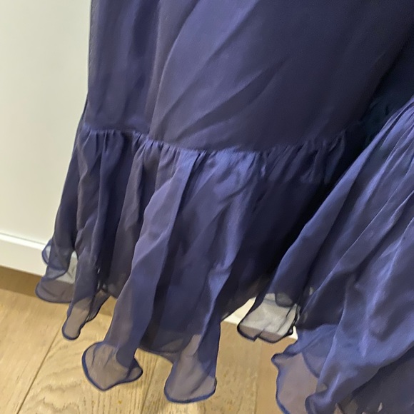 Halston Dark Blue Silk/Chiffon Dress - Picture 6 of 6